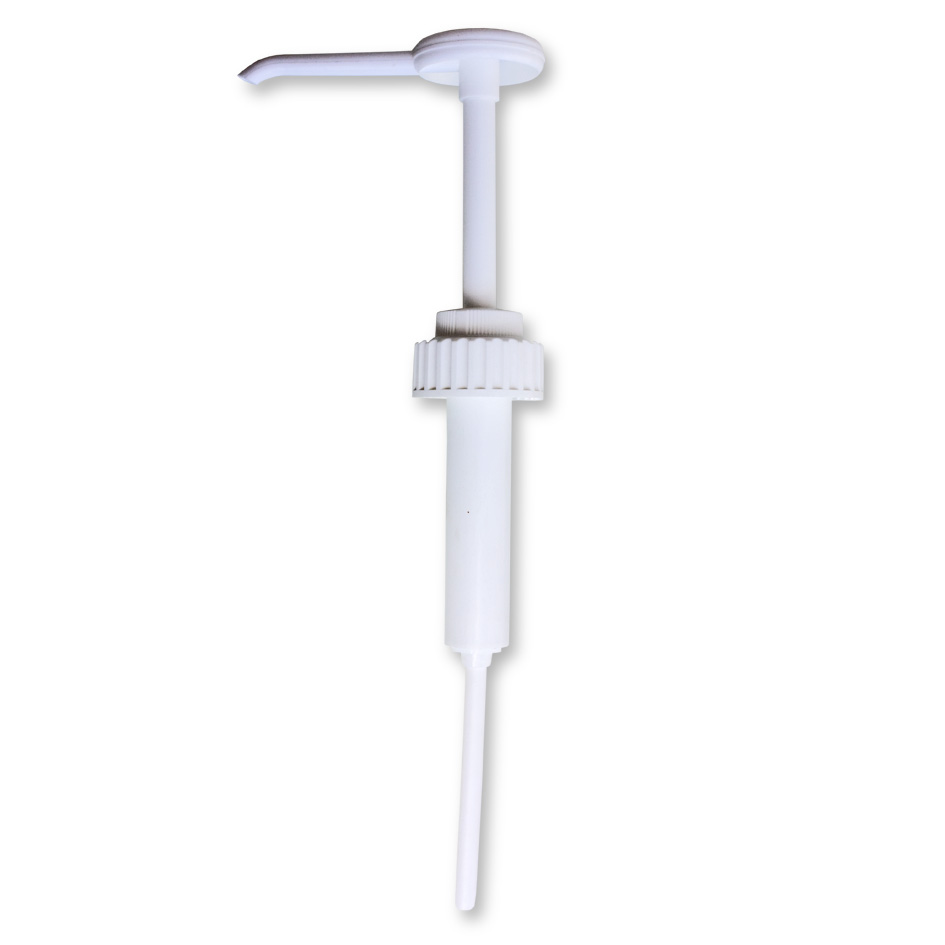 Weißer Pumpkopf Weißer Pumpkopf mit Auslauf, geeignet für Flaschen und Behälter.