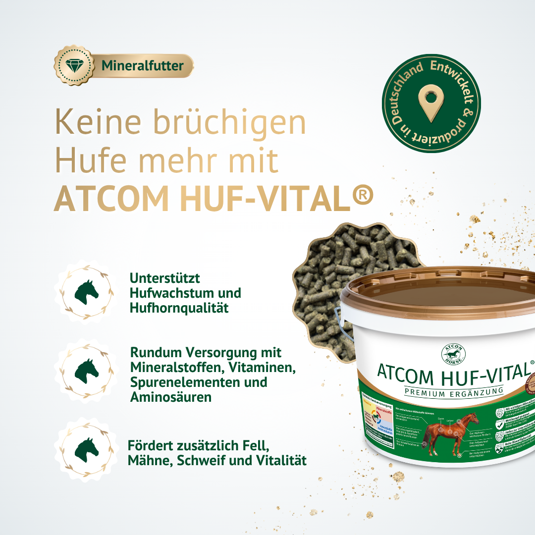 ATCOM HUF-VITAL Mineralfutter für Pferde – unterstützt Hufwachstum, Hufqualität und sorgt für stabile, gesunde Hufe