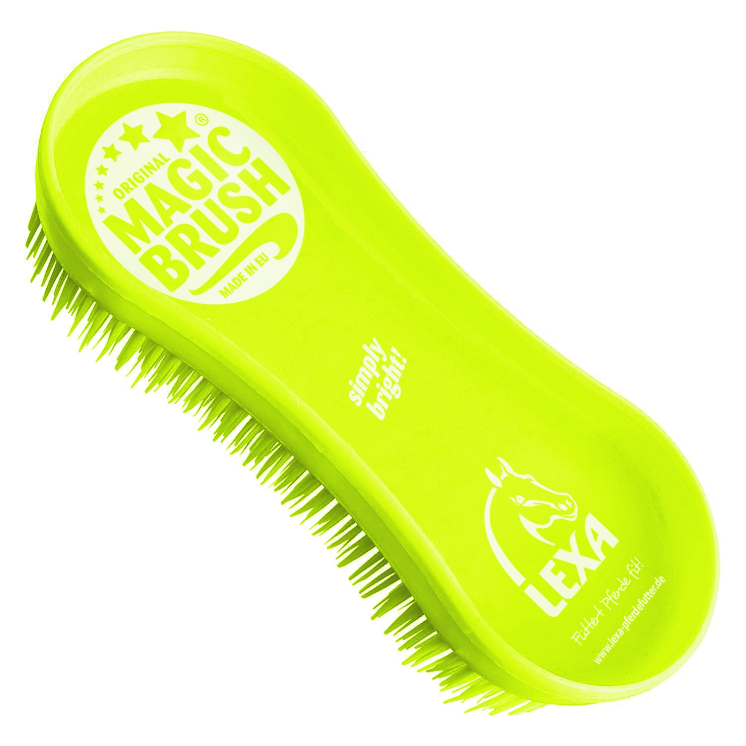 LEXA Magic Brush in leuchtendem Grün Grüne Pferdebürste von LEXA mit flexiblen Borsten, ideal für die Fellpflege.