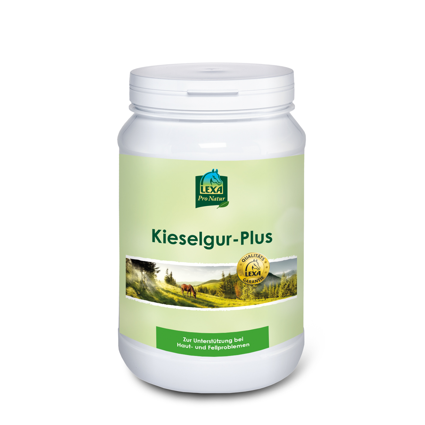 Kieselgur-Plus von LEXA Pro Natur Behälter mit Kieselgur-Plus von LEXA Pro Natur, zur Unterstützung bei Haut- und Haarproblemen.